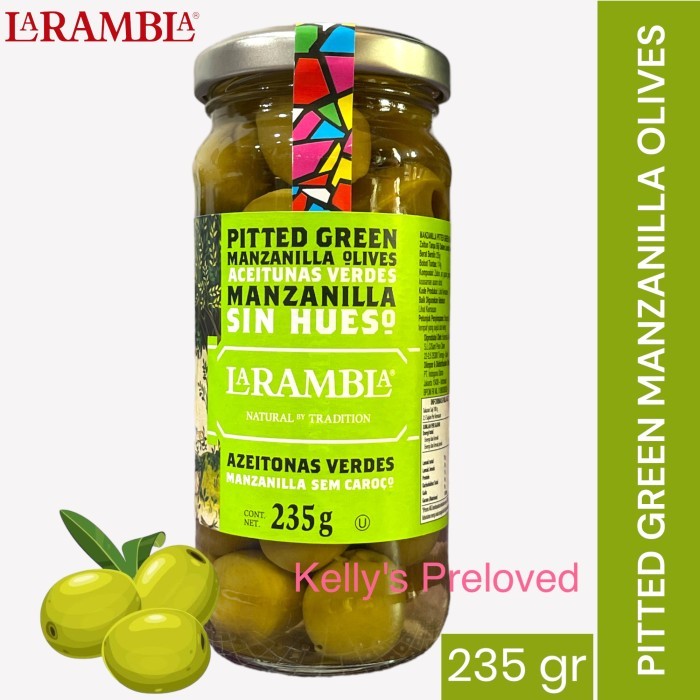 

[Best Seller] LA RAMBLA PITTED GREEN MANZANILLA OLIVES 235 GR | BUAH ZAITUN HIJAU