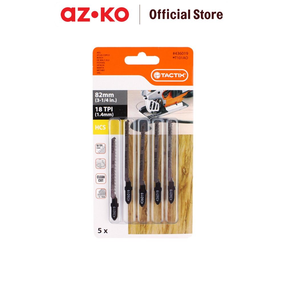 AZKO Tactix Set Mata Gergaji Jigsaw 8.2 cm 5 Pcs Saw Blade Cutter Aksesoris Alat Potong Gergaji Pera