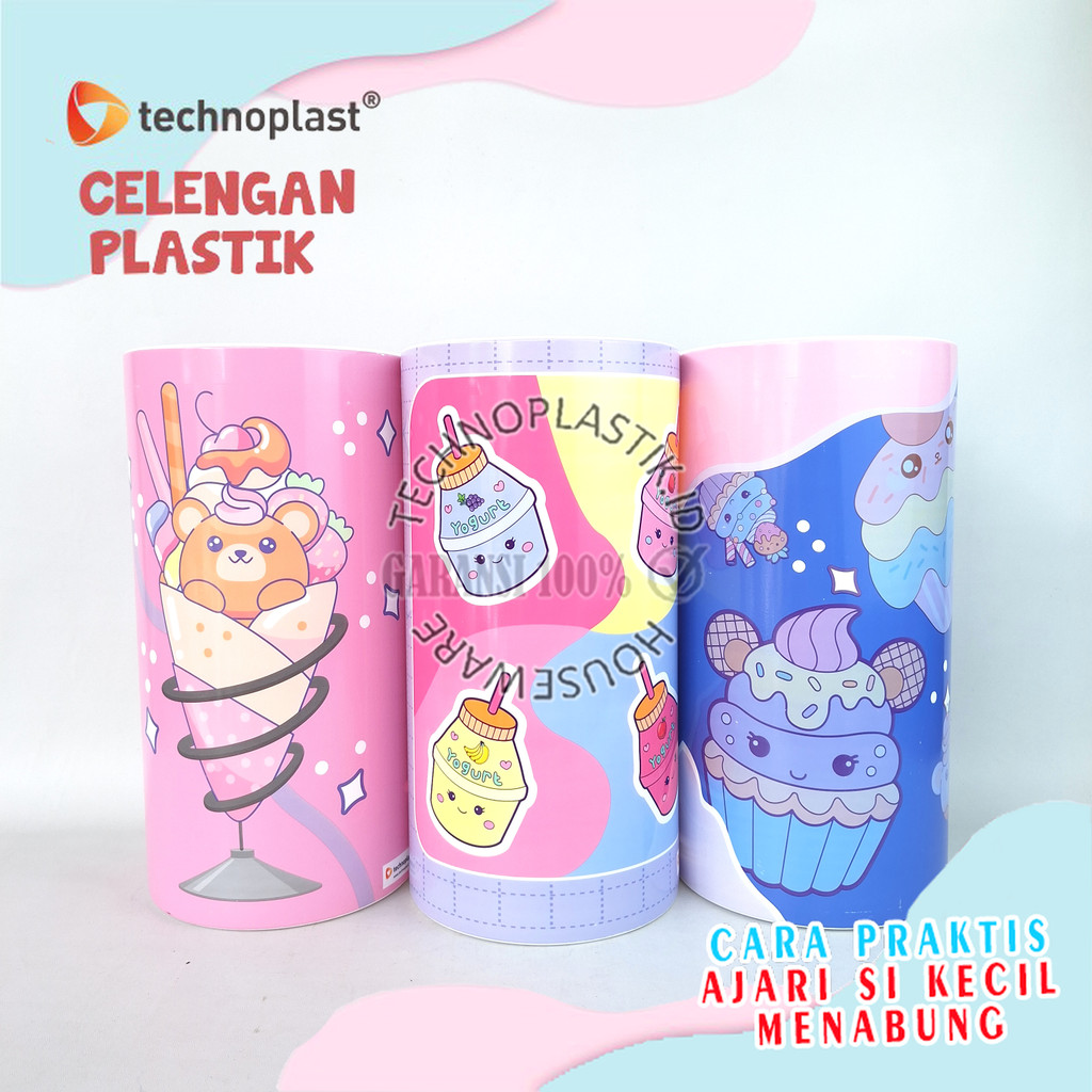 TECHNOPLAST Coin Bank Jumbo / Celengan Plastik 152 X 300 Mm DESSERT PINK