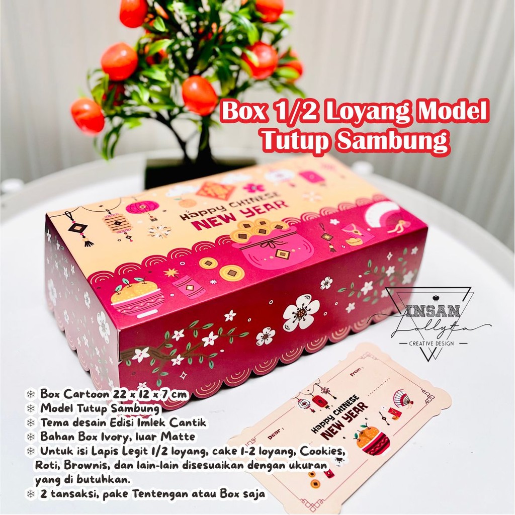 

Box Setengah loyang / Box Cartoon uk. 22 x 12 x 7 cm Tutup sambung CNY Imlek Tema Money Orange