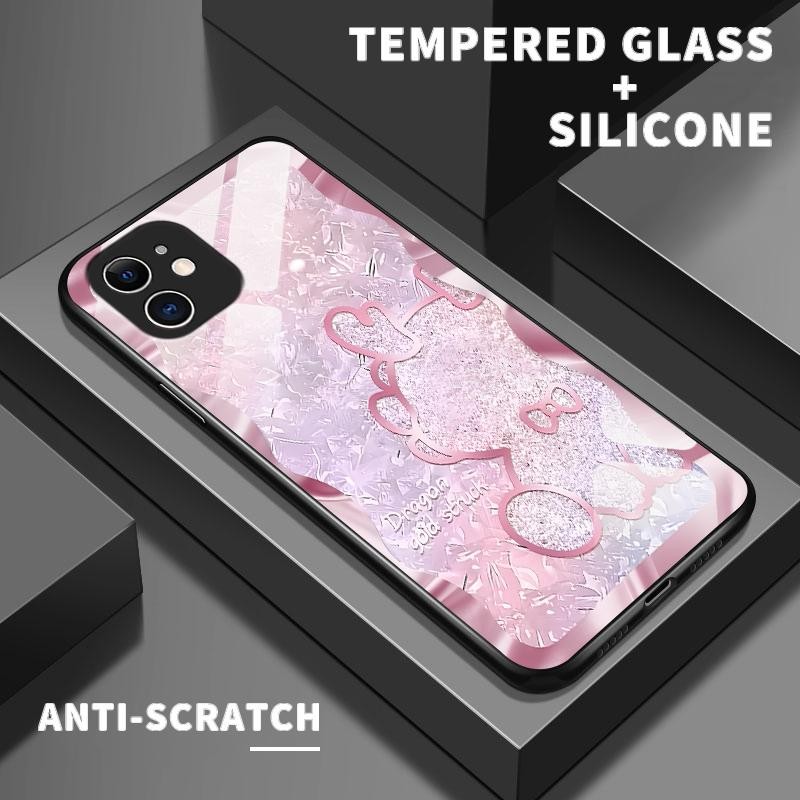 Kaca Glass Case For Samsung S21 FE 5G S21 5G S21 Plus S21 Ultra Silicone Back Cute Young Dragon Case