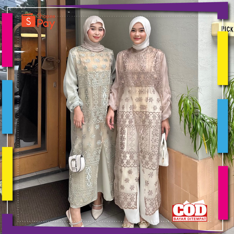 [PREMIUM ORIGINAL] CALULA OUTER DRESS / OUTER DRESS ORGANZA / ORGANZA BORDIR