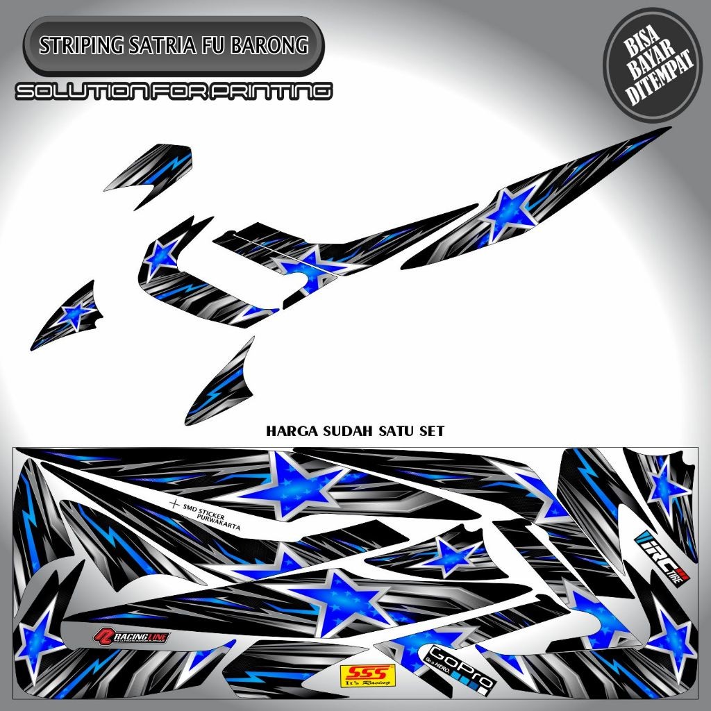 Striping Variasi Sticker Satria Fu Barong Motif Bintang