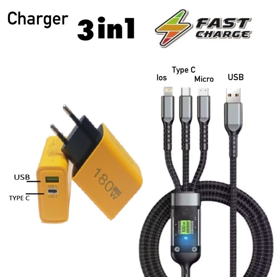 Charger Fast Charging 3 in 1 P46 Universal For Android Type C For Ios For Lightning Casan Cepat