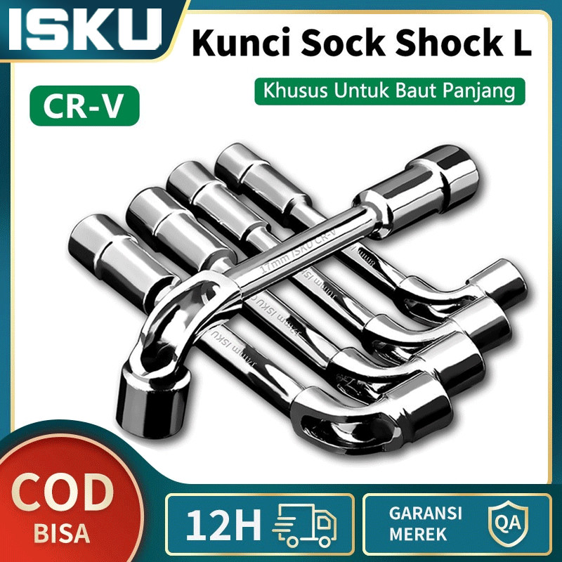 ISKU Kunci Sock L Double Sok Key 2 Way Allen Shock 8MM-17MM Kunci Shock Wrench L  8-10-12-14-17 mm