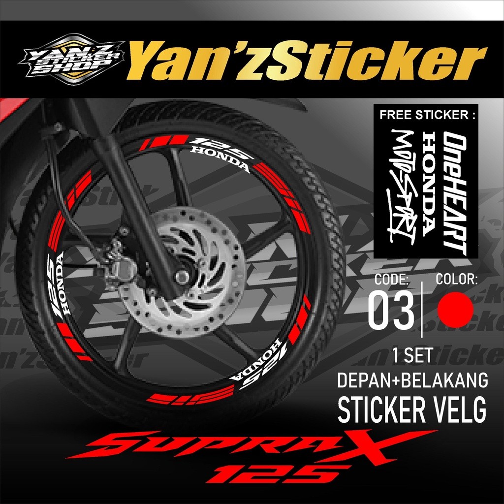 Stiker Cutting Sticker Lis Velg Motor Honda Supra X 125 List Pelek Velk Variasi Set Depan Belakang