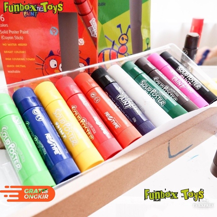 

(MOF) Retype 12pcs solid poster paint crayon Oil Based Aman Anak Kids safe
