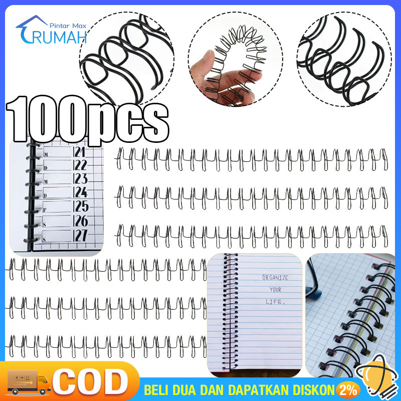 

100 pcs 7.9mm A4 34gigi Logam Ganda Coil Mengikat Kawat Lingkaran Kawat, Buku Catatan Daun Longgar, Cincin Besi Pegas, Akses Pengikat Máquina, Kalender