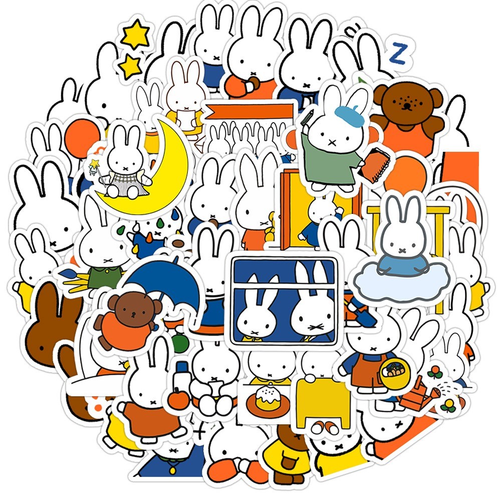 

60 Pcs Sticker Miffy Vinyl Waterproof untuk Tempelan Laptop Tumbler HP Koper DIY [27]