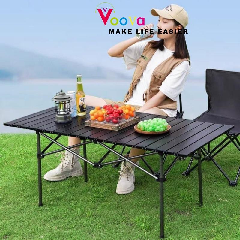 VOOVA Meja dan Kursi Lipat/ Meja Outdoor/ 1 Set Meja Lipat Outdoor Dan Kursi Lipat Portable/ Set Mej