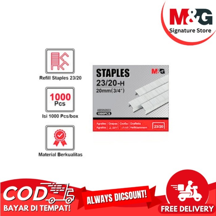 

Staples M&G ABS916C7 & ABSN26 Isi Hekter Ukuran 24/8 23/8 23/10 23/13 23/17 23/20 23/24 Isi 1000 Pcs Refil Stapler - SATUAN - 24/8
