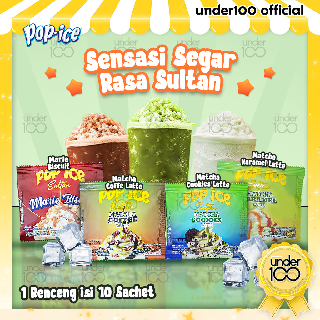 

❤ Under100 ❤ POP ICE Sultan Renceng Isi 10 Sachet Matcha Cookies Latte | Matcha Coffee Latte | Matcha Caramel Latte | Marie Biscuit | HALAL BPOM