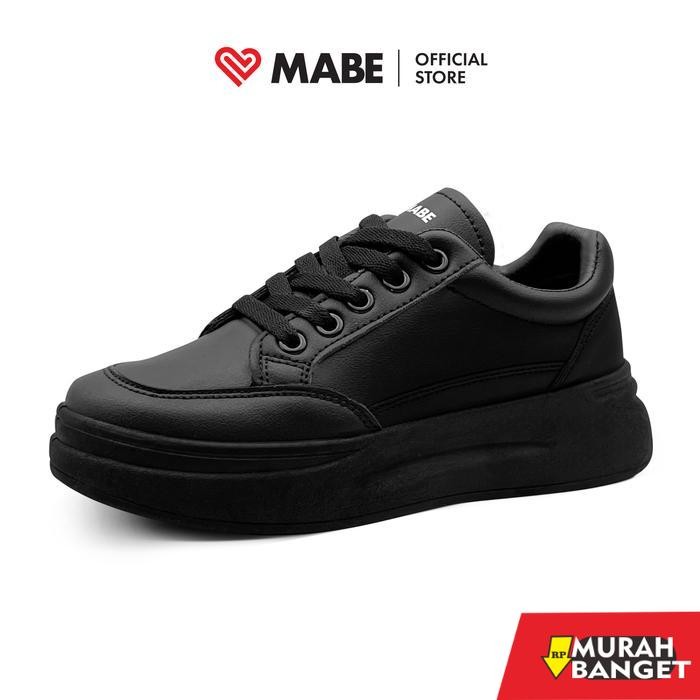 MABE Rose Sepatu Sneakers Wanita Hitam Sekolah Kerja Kets School Kasual Korean Sport Shoes Black Whi