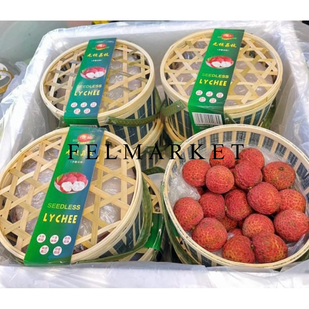 

Buah Lychee Merah Seedless Import Manis / Buah Lychee Tanpa biji 1 Kg / Box