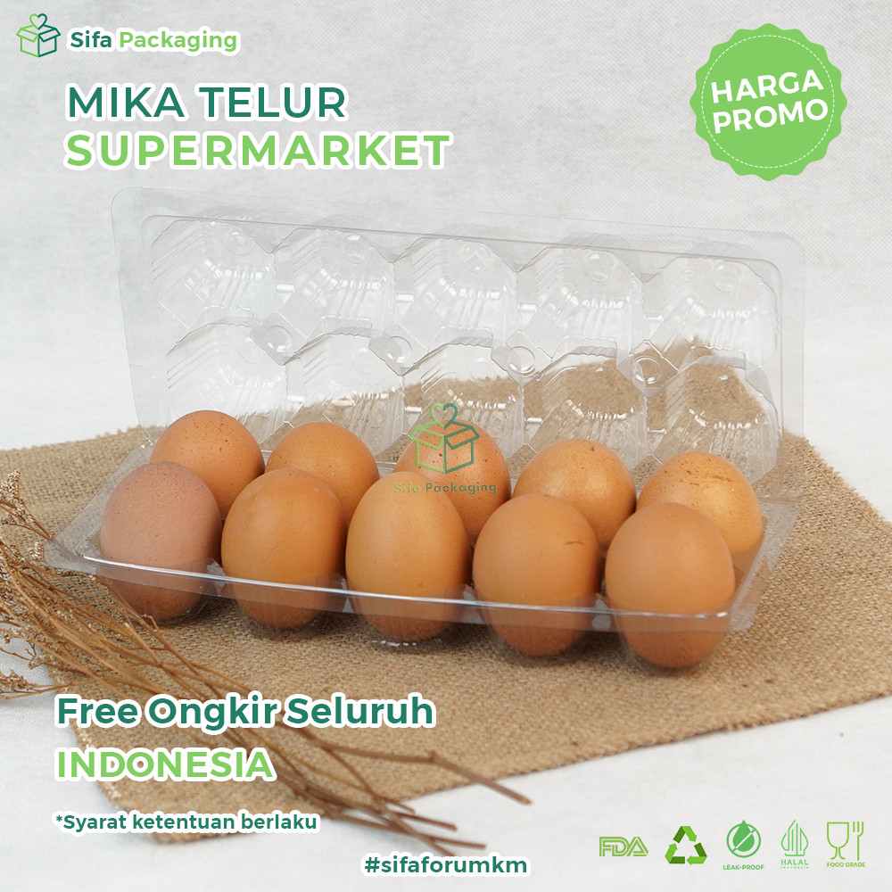 Mika Tray Telur isi 10 Butir Mika Telur Ayam Bebek Egg Tray Premium