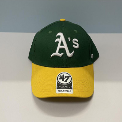Topi Baseball Oakland Athletics Green Yellow Bordir Premium Import