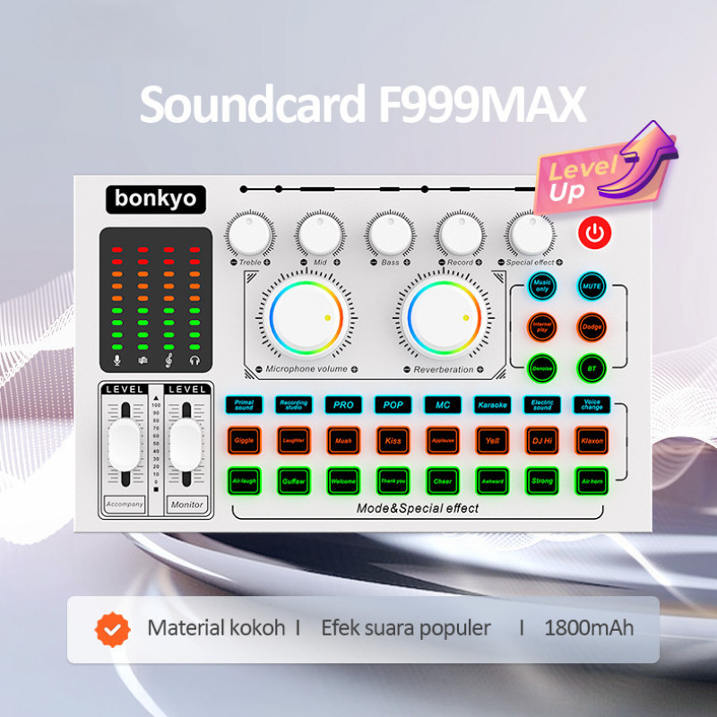Hi-Net&Bonkyo  F999MAX sound card live broadcast equipment full set Bluetooth live soundcard bekas a