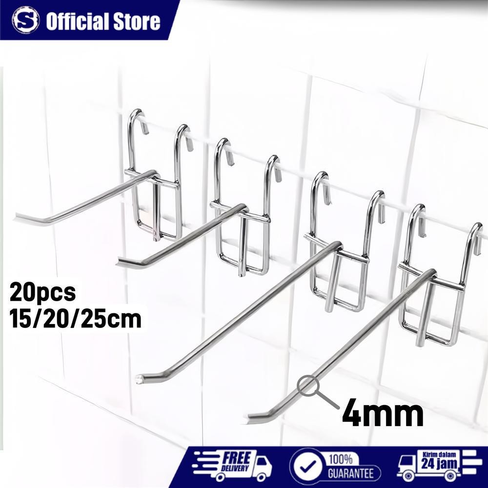 Isi 20 Cantolan Ram Gantungan Ram Besi Cantolan Aksesoris Single Ram Chrome Display Kawat Hook Ukura