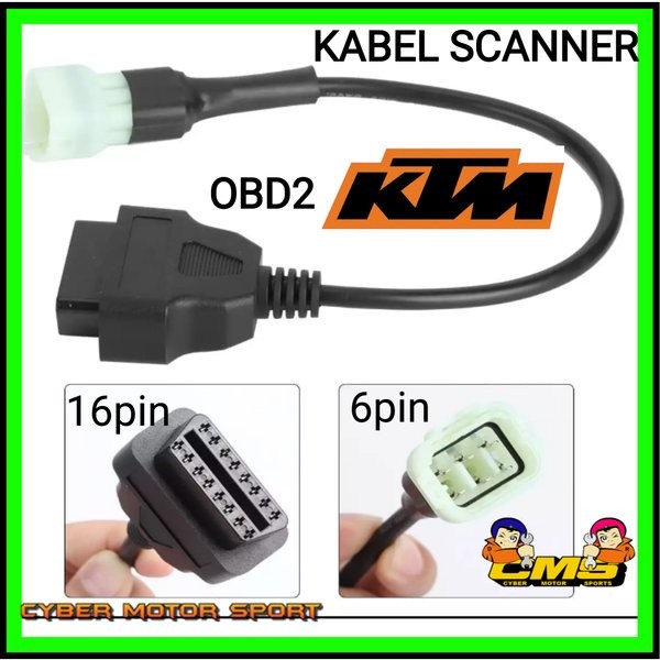 Kabel scanner motor KTM obd2 ke 6 pin. konektor scanner motor ktm.
