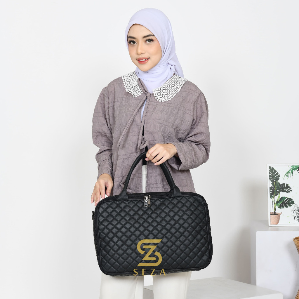 JAMIN MURAH SEZA TRAVEL BAG PREMIUM TAS KOPER WANITA KOTAK HITAM(BISA LANGSUNG ORDER)