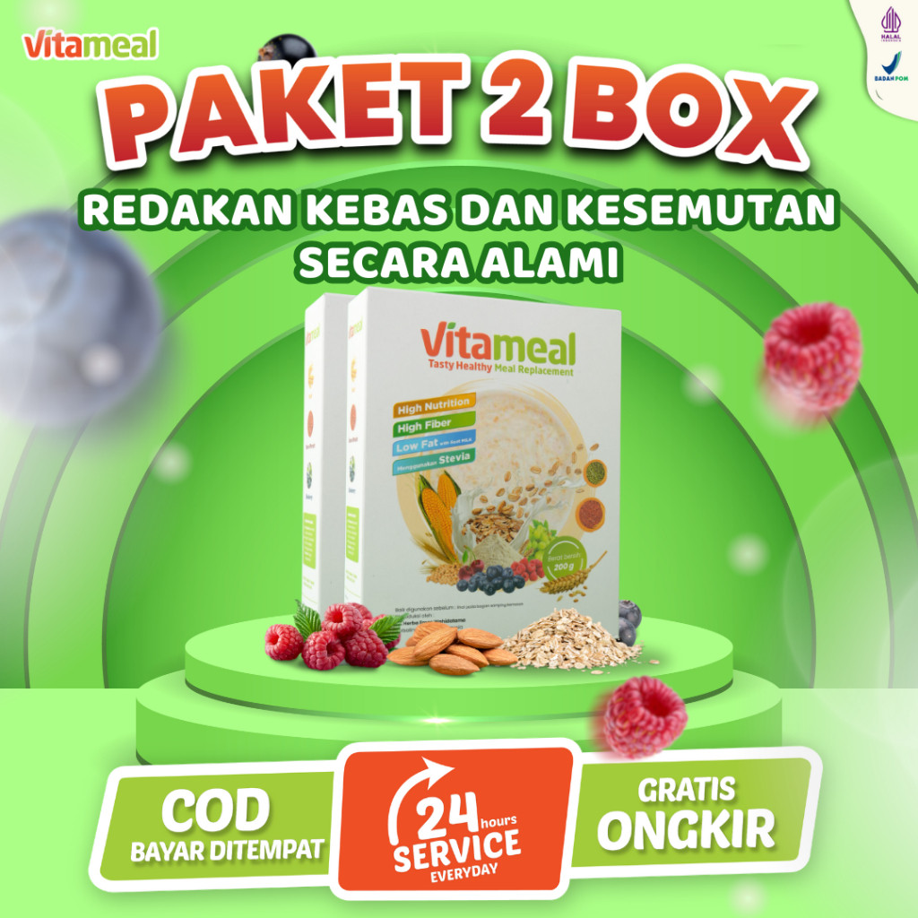 

NEW [Paket 2 Box] VITAMEAL RENDAH GULA NUTRISI LENGKAP GANDUM ASLI 100% ORIGINAL HIPERTENSI DIABETES MENU SARAPAN PRAKTIS SEHAT VITAMINILK HERBAL PREMIUM