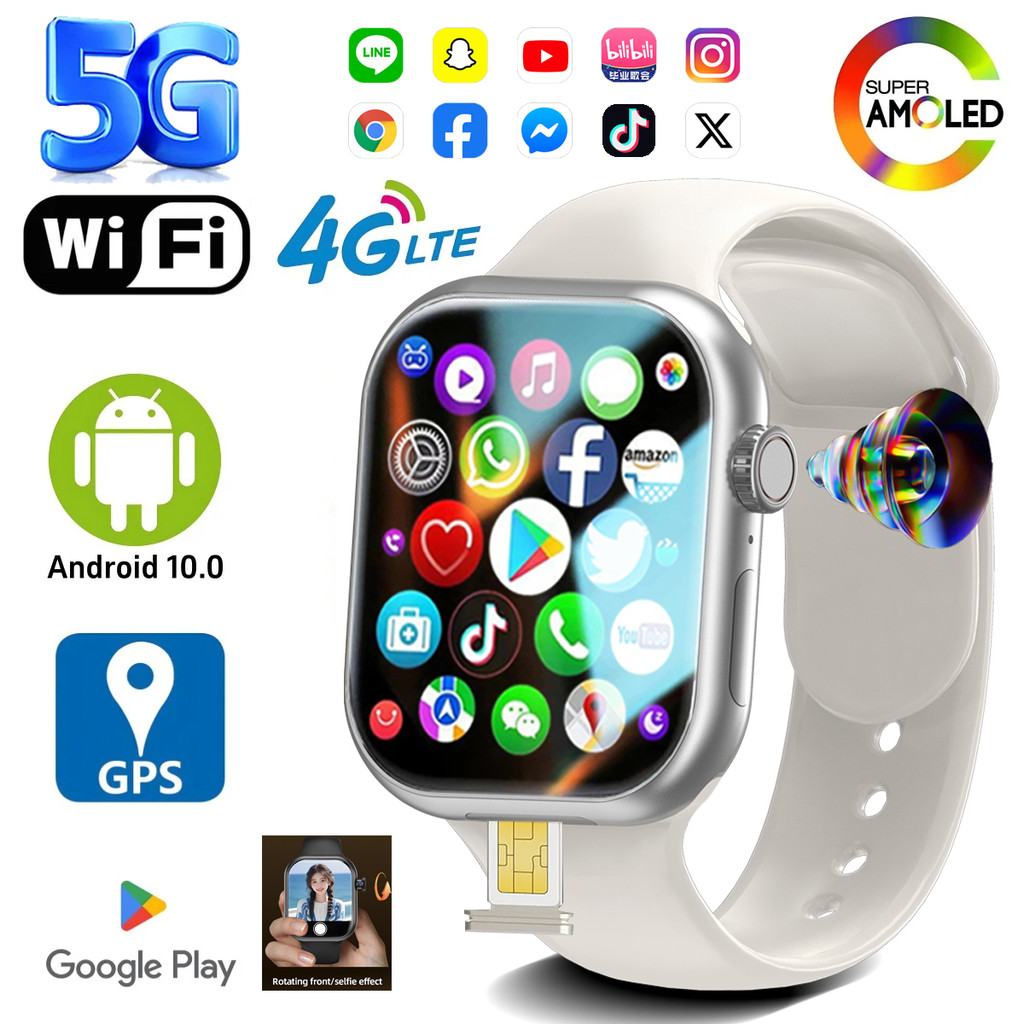 5G/4G Full Network Smart Watch 2.13 inch 410*502 AMOLED Screen 3GB+32GB RAM 200W Camera GPS WIFI Goo