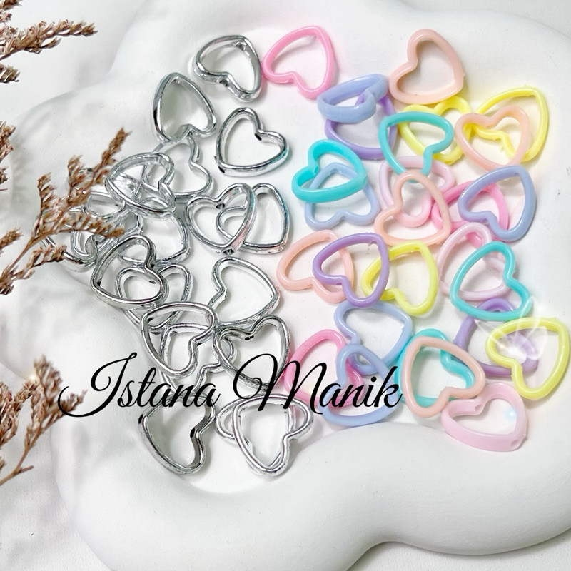 Manik Mote Pandora Love silver / Warna Konektor Manik Love Bolong (15gr) bahan DIY meronce manik bah