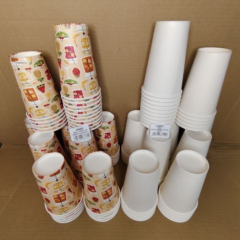 

paper cup/gelas kopi 12oz putih dan motif
