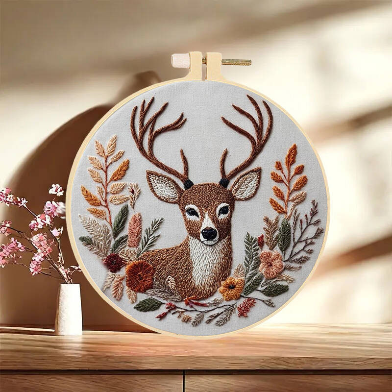 

1pc Cross Stitch Set Animal Deer Flower Embroidery Handmade Art Tools For Beginners Home Wall Decoration