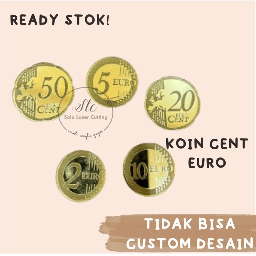 Replika Uang Euro koin bahan akrilik miror mahar nikah dan craft aksesoris mahar nikah craft aksesor