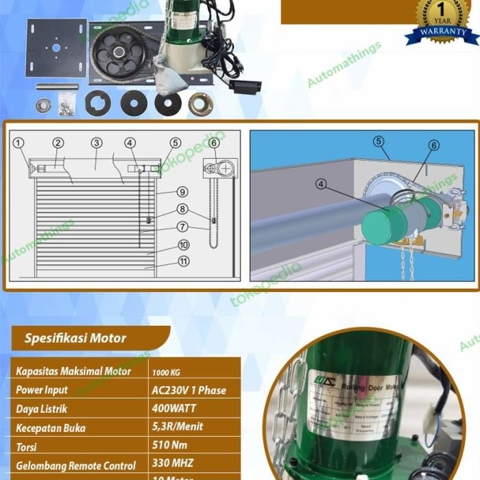 

Mesin Rolling door Otomatis 1000KG Fullset