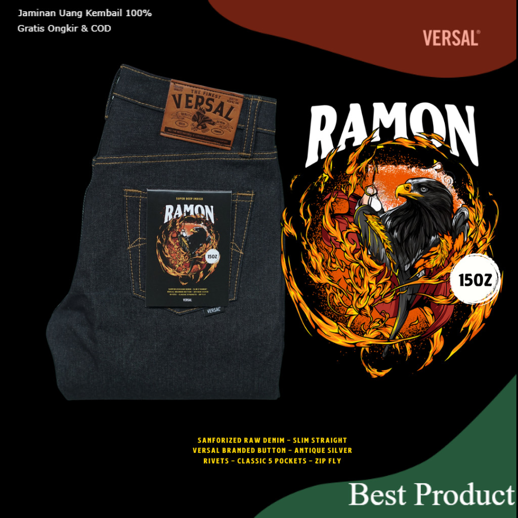 Versal - Ramon 15oz Superior Deep Indigo Denim (Pre Order)/ bigsize BIgsize super jumbo