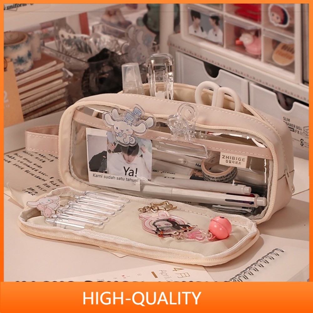 

【COD】kapasitas besar kotak pensil tempat pensil siswa sekolah dasar gaya kotak alat tulis warna solid tempat pensil