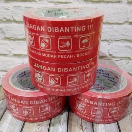 

RGT - 1 ROLL LAKBAN GOAL TAPE FRAGILE MERAH / JANGAN DIBANTING 2 INCH 48 MM X 90 YARD