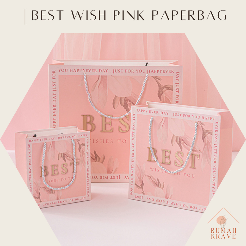 

RUMAH KRAVE - Best Wish Pink Paperbag Kantong Tas Hadiah