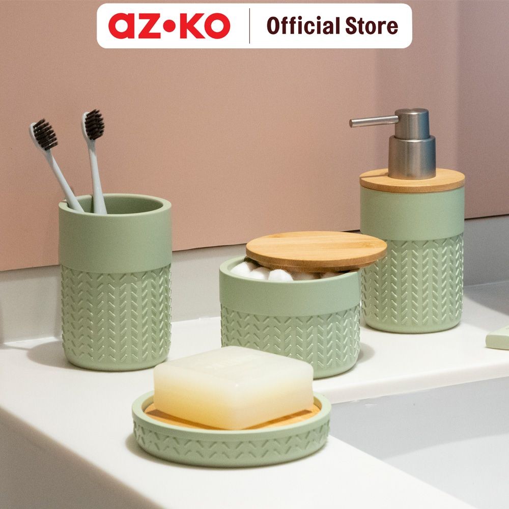 AZKO Stora Diamond Stoples Kapas Polyresin - Hijau Cotton Box Wadah Tempat Simpan Kapas Perlengkapan