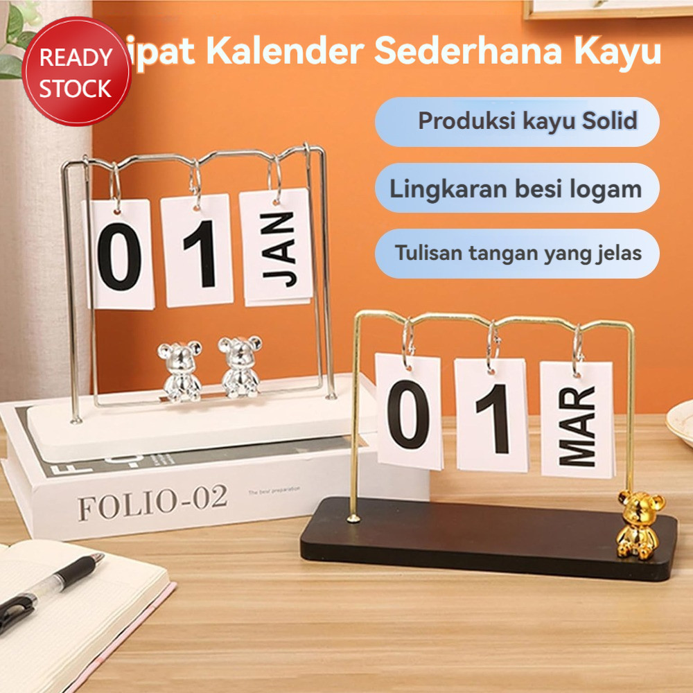 

READY STOCK Kalender desktop kantor kreatif Eropa Bear calendar ornament living room office desktop calendar ruang tamu ruang kantor Beruang kalender