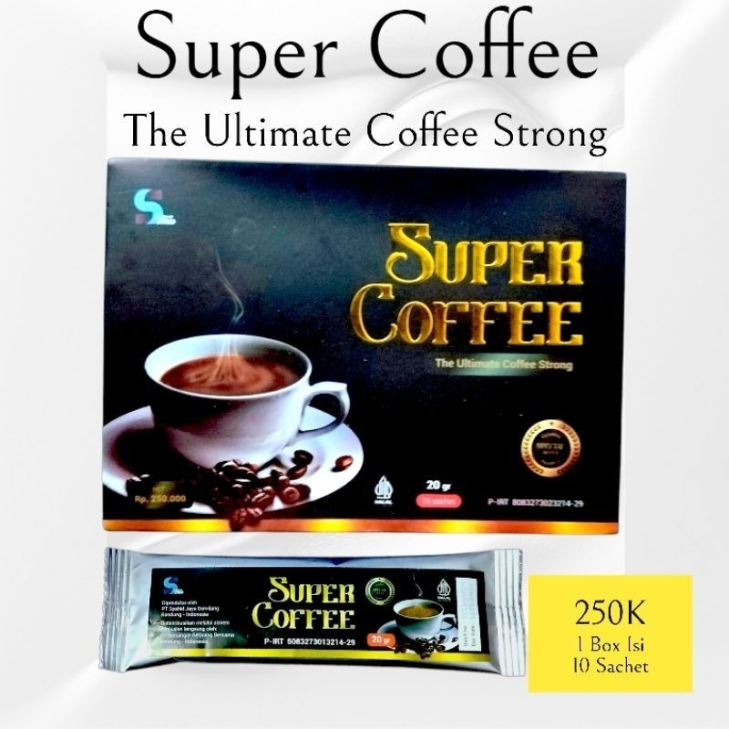 

SUPER COFFEE 1 BOX ISI 10 SACHET THE ULTIMATE COFFEE STRONG ORIGINAL SBB