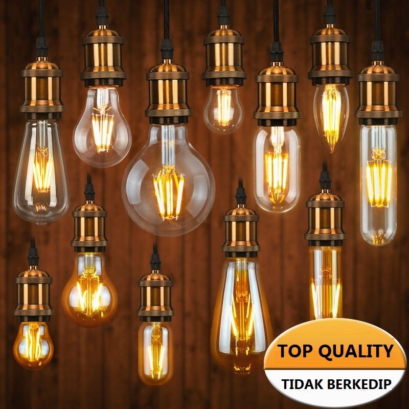 Lampu Filamen Edison Vintage LED Bulb G45 C35 ST64 S14 ,Tersedia 2/4 Watt Fitting E27. Lampu Cafe