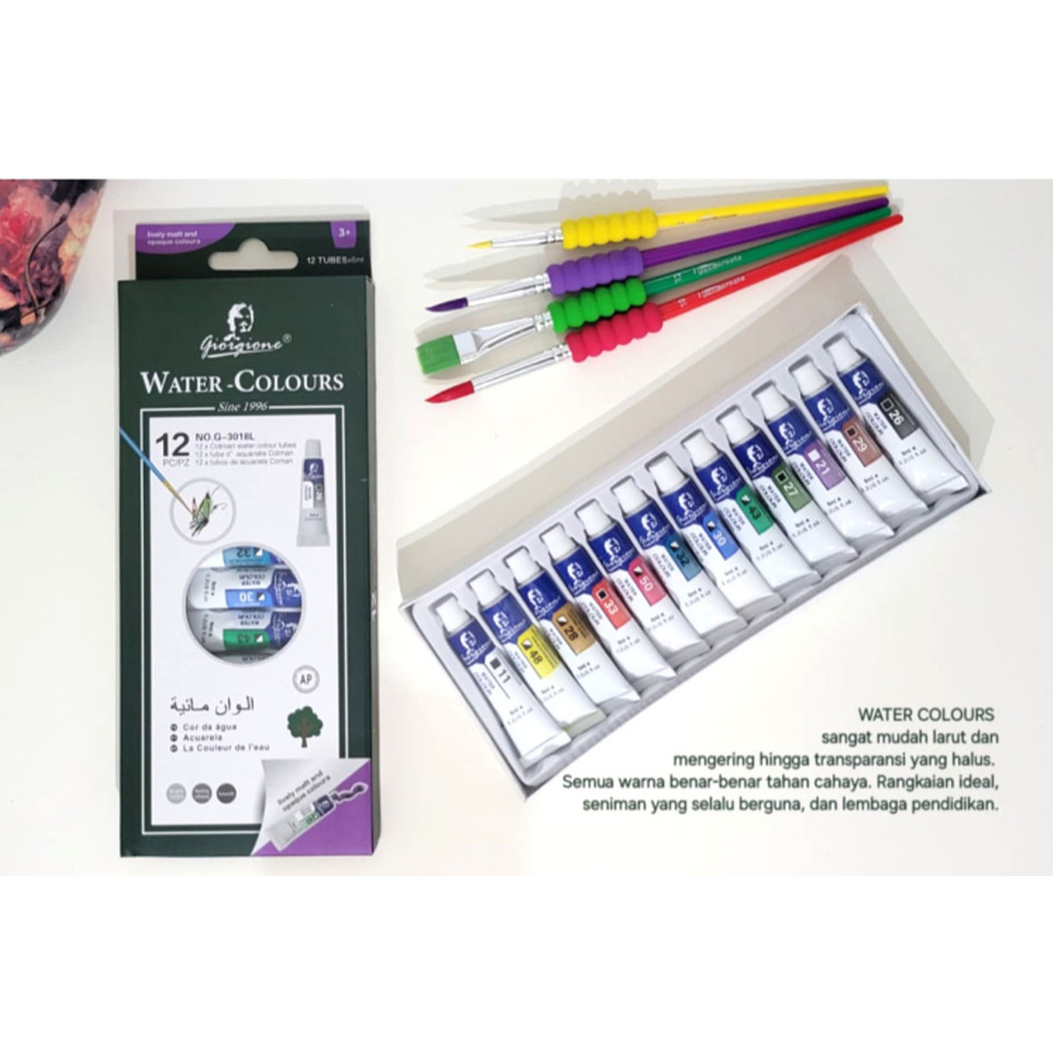 

BOBOMARTS BOBOMART GIORGIONE WATER-COLOURS CAT AIR 1SET 12PCS PENSIL WARNA CAT AIR FULL SET ALAT LUKIS VTEC MURAH