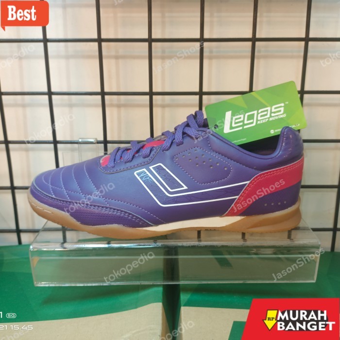 rekomendasi sepatu futsal Sepatu League Legas Futsal Ungu Pria Meister La Original Murah - 39