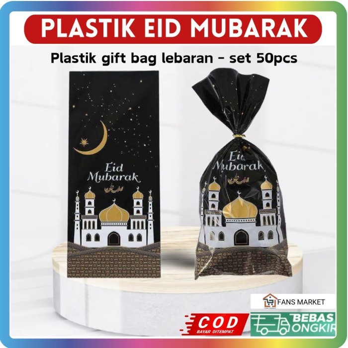 

Kantong Plastik Bingkisan Kado Goodie Bag Tulisan Eid Mubarak Gift Bag Lebaran Set isi 50 PCS Plastik Souvenir Idul Fitri Idul Adha