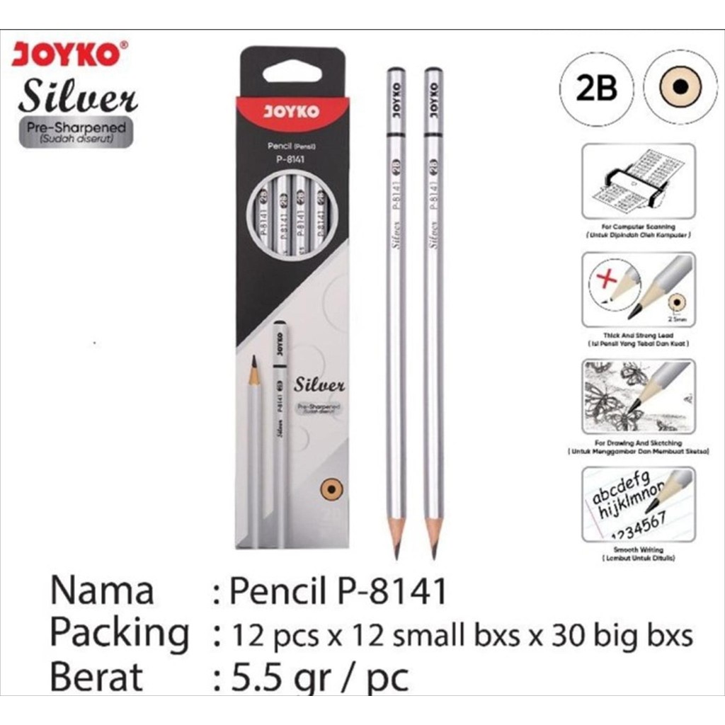 

[D] Pensil Pencil Joyko P-8141 2B (12 Pcs)