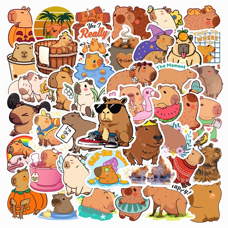 

10/30/50PCS Cute Capybara PVC Sticker Aesthetic Children's Decoration Scrapbooking Sketchbook Korean Stationery School Supplies