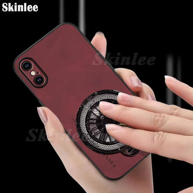 Untuk iphone x s xr xs max Casing Fluff Hard Cortex Plush Cover dengan Gyro Stand Soft Frame Anti-kn