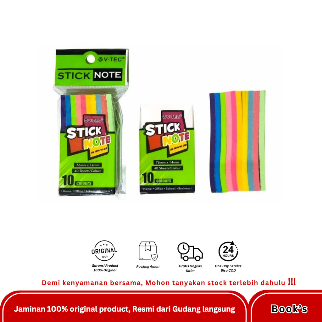 

V-TEC STICK NOTE SN 7614 10 COLOUR