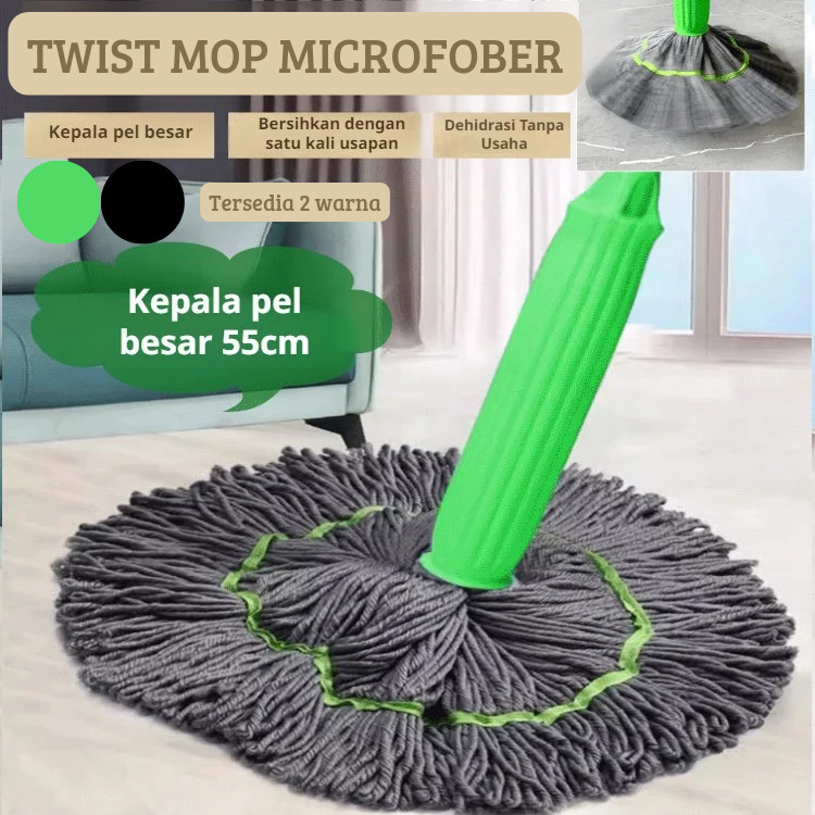 (FYA)Twist Mop Microfiber Alat Pel Otomatis Pel Lantai Putar 360 Derajat