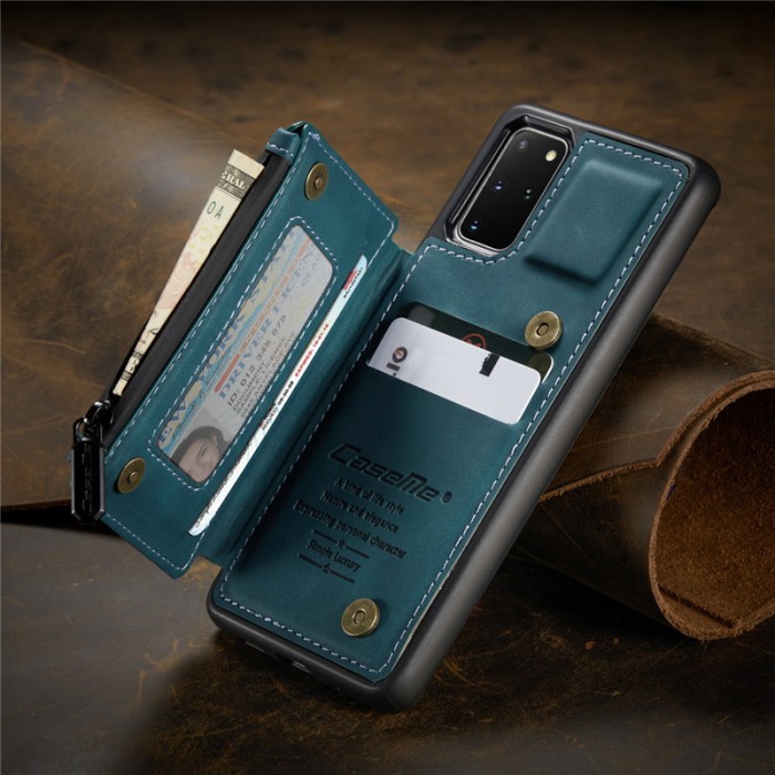 CASE LEATHER SAMSUNG S20 FE / S20+ PLUS CARD HOLDER DOMPET RITSLETING - Green, SAMSUNG S20+