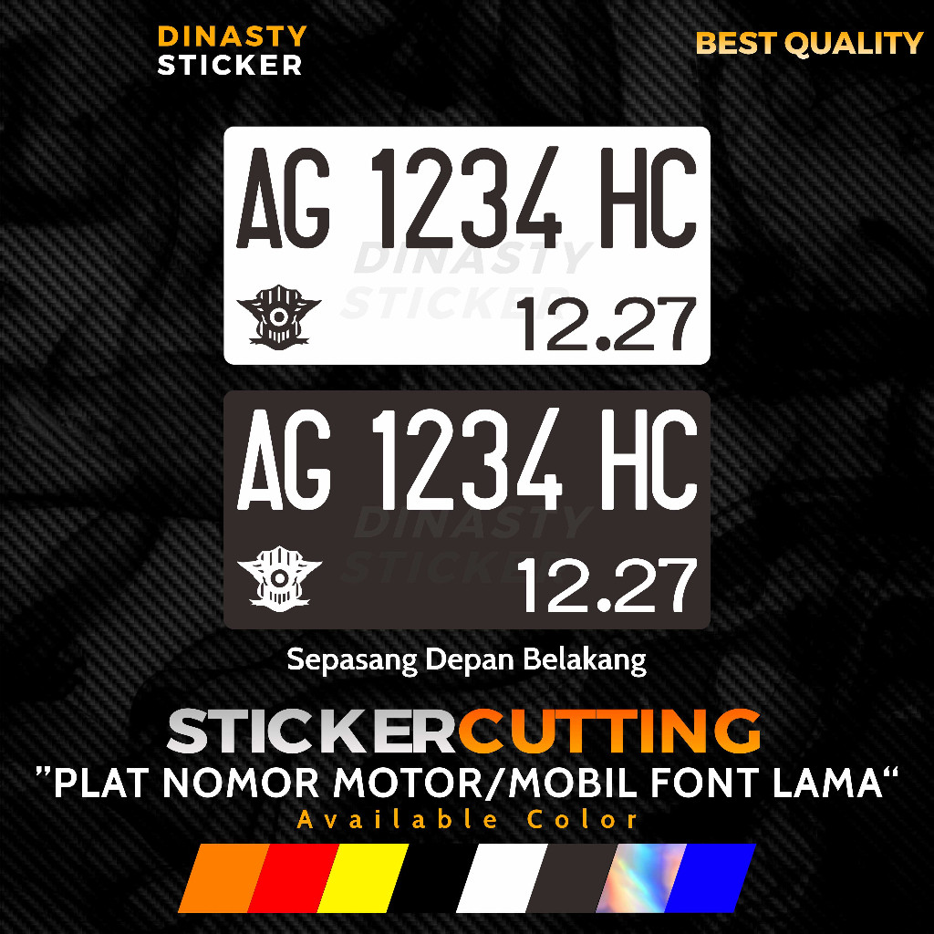 STICKER STIKER CUTTING PLAT NOMOR MOTOR MOBIL FONT LAMA SEPASANG FOSFOR / NYALA REFLECTIF PLAT NOPOL