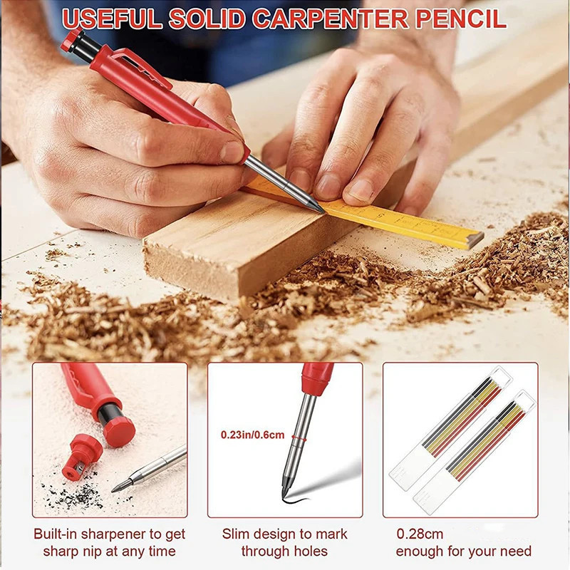 

[ INVASTORE ] MROOFUL Pensil Tukang Mekanik Carpenter Pencil 2.8mm with Sharpener - MR2